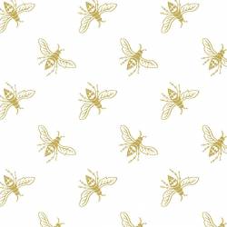 Precious Metal  HALBMETERSTüCK - Bienen Gold auf Weiss - Windham Fabrics  
