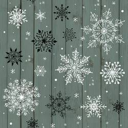 Christmas Memories - Schneekristalle auf Mattgrün - Studio E Fabrics   
