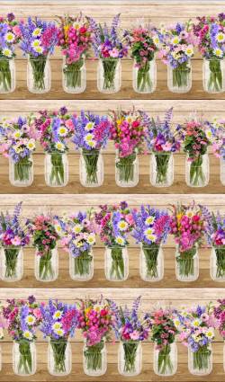 Timeless Treasures WILDFLOWER BOUQUETS - Bordüre