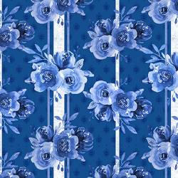 MINIBALLEN 0,50m Blue Jubilee - Blue Roses - blaue Rosen Endlosdruck mit Streif