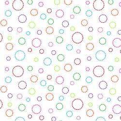 Daisy Talk - Dash Dots - Kreise aus Punkten in bunt auf Weiss Blank Quilting  