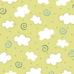 Cute and Cuddly - Wolken Gelbgrün Matt - QT Fabrics 