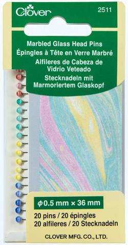 CLOVER Stecknadeln mit marmorierten Glaskopf 0,5 x 36 mm