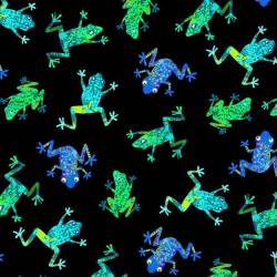 Cute Frogs - Timeless Treasures - Frösche auf schwarz