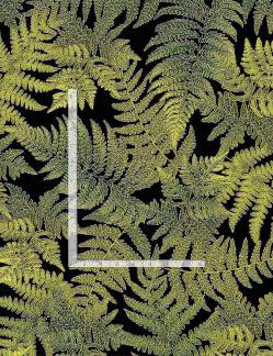 - TOSSED METALLIC FERN LEAVES - goldener Farn auf Schwarz - Timeless Treasures
