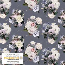 CLARA ROSE - Motivstoff Rosen auf Grau - Stof Denmark