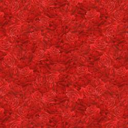 .TOSSED MEDIUM ROSES RED - Timeless Treasures - Rote Rosen auf Rot