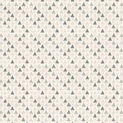 Andover TANGENT - Grafische Muster in Grau und zartem Rosa auf OFF WHITE 