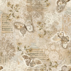 .Modern Lace - Latte Butterflies with Lace - Blank Quilting   