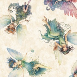 .Enchanted - FAIRY TOSS - fliegende Elfen auf Creme  QT Fabrics   