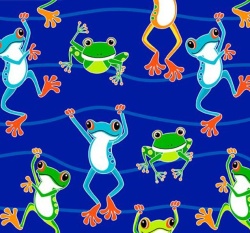 Toadally Frogs - COOL - Frösche auf Blau