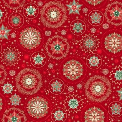 xGood Tidings - Makower - Weihnachtsmotive auf Rot