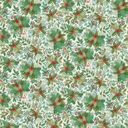 Good Tidings - Makower - Holly Bush - Creme