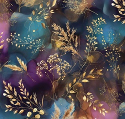 .Fat Quarter Midnight Flora - Hoffman Fabrics - JEWEL - kein Golddruck 