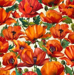 MINIBOX EXKLUSIV - FAT QUARTER Charisma - Packed Pansies - Mohnblumen -  von Northcott DiGITALDRUCK  