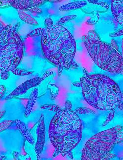 MINIBOX EXKLUSIV - FAT QUARTR Moonlit Glow Turtles  -  SCHILDKRÖTEN -  Timeless Treasures  