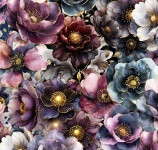 .Fat Quarter Midnight Flora - Hoffman Fabrics - DEEP AMETHYST - kein Golddruck 