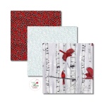 Fat Quarter Paket 3 FQ Hoffman Classic Christmas - BIRDS - Vögel in Birkenbäumen + Basics